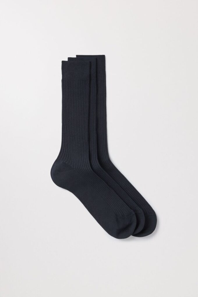 Ribbed Cotton Sock 3-pakning