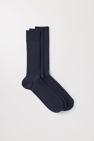 Ribbed Merino Socks 3-pakning