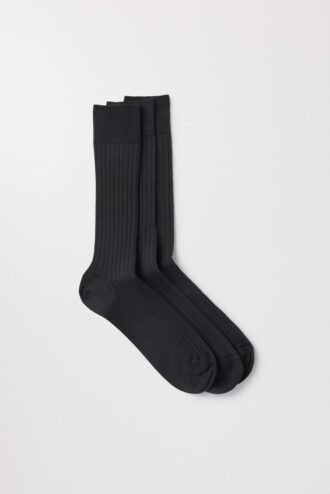 Ribbed Merino Socks 3-pakning