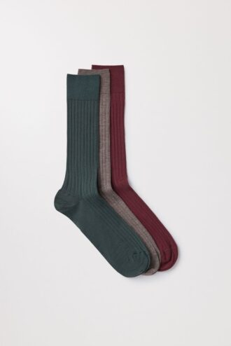 Ribbed Merino Socks 3-pakning