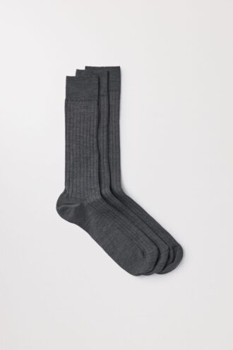 Ribbed Merino Socks 3-pakning
