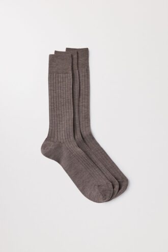 Ribbed Merino Socks 3-pakning
